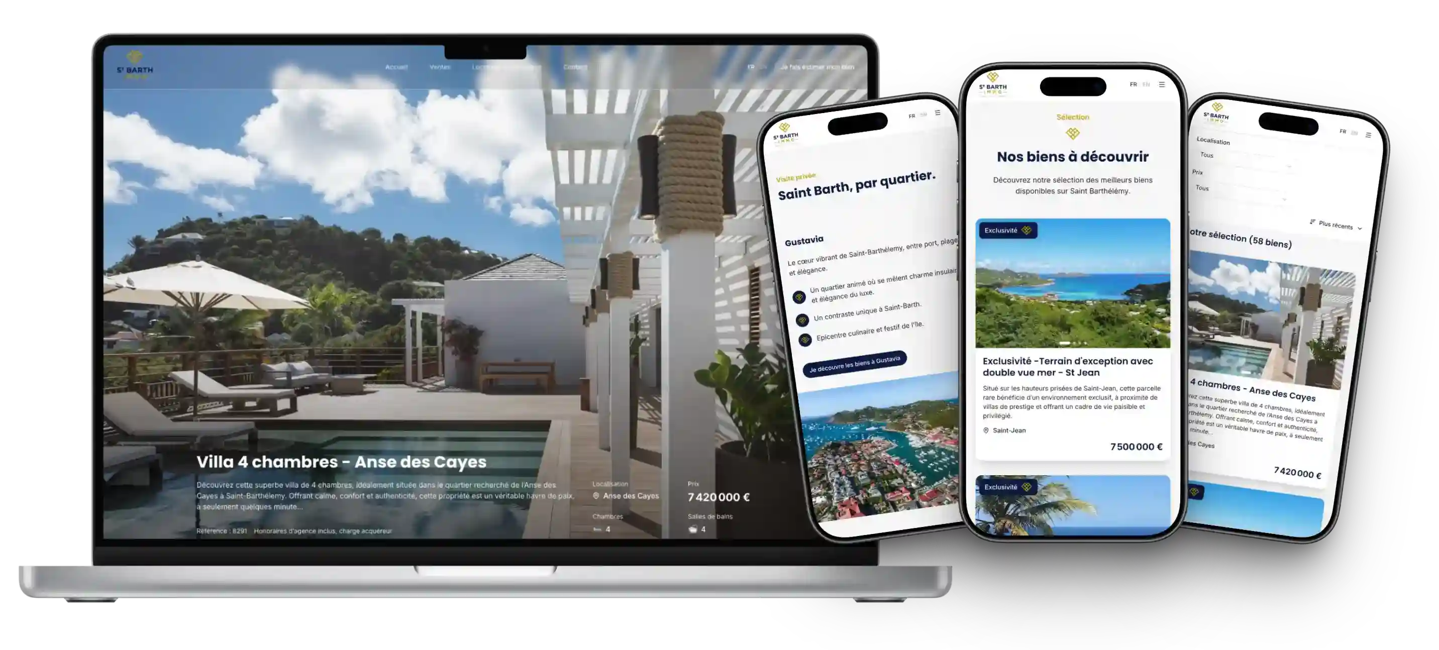 Mockup du projet St Barth Immo